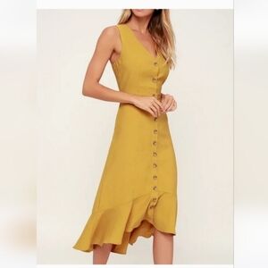 Lulu's Asymetrical Ruffle Hem dress. NWOT. Coastal Cottagecore